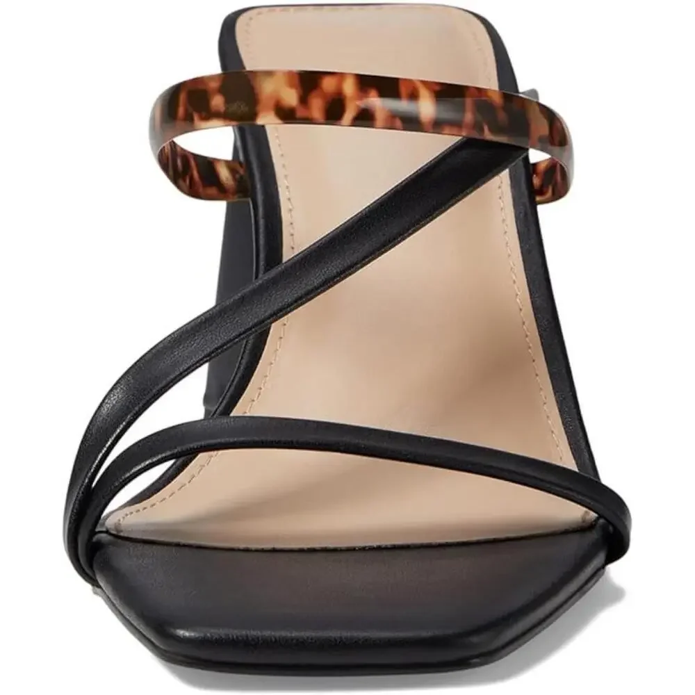 Faryl by Farylrobin Brittanie Sandals Women's 10 Black Leather Slip-On GAL1680
